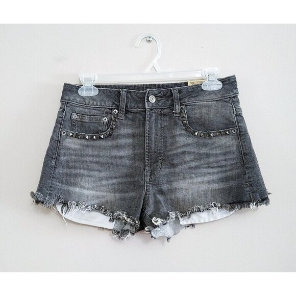 American Eagle Vintage Hi-Rise Festival Shorts Size 4 Studded Gray Raw Hem - Picture 1 of 6